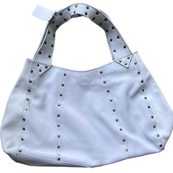 NEW Y2K Gap Leather Cream Suede Studded Hobo Shoulder Bag - Picture 1 of 7